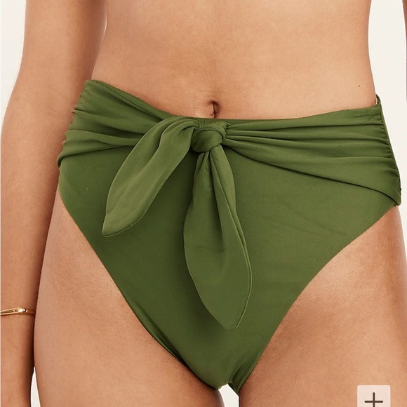 New with tags- JCrew olive green high wasted bikini bottom. - Picture 1 of 5